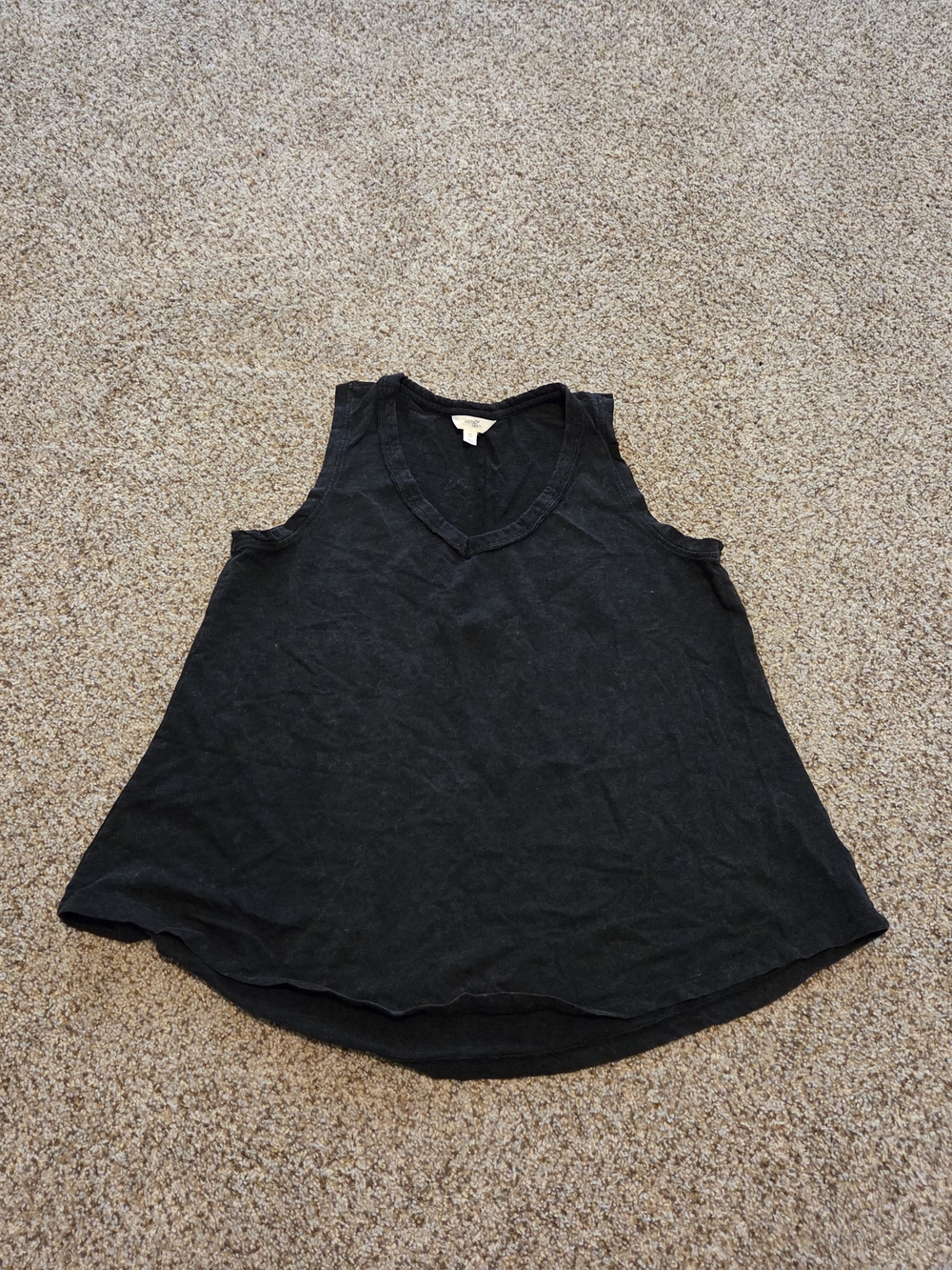 Terra & Sky Black V-Neck Acid Washed Tank Top